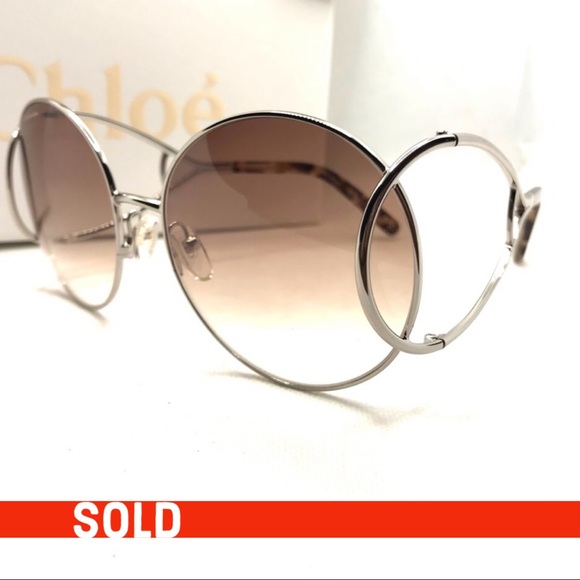 Chloe Accessories - CHLOE ROUND FRAME  SILVER METAL OVERSIZED SUNGLASSES WITH CASE NIB